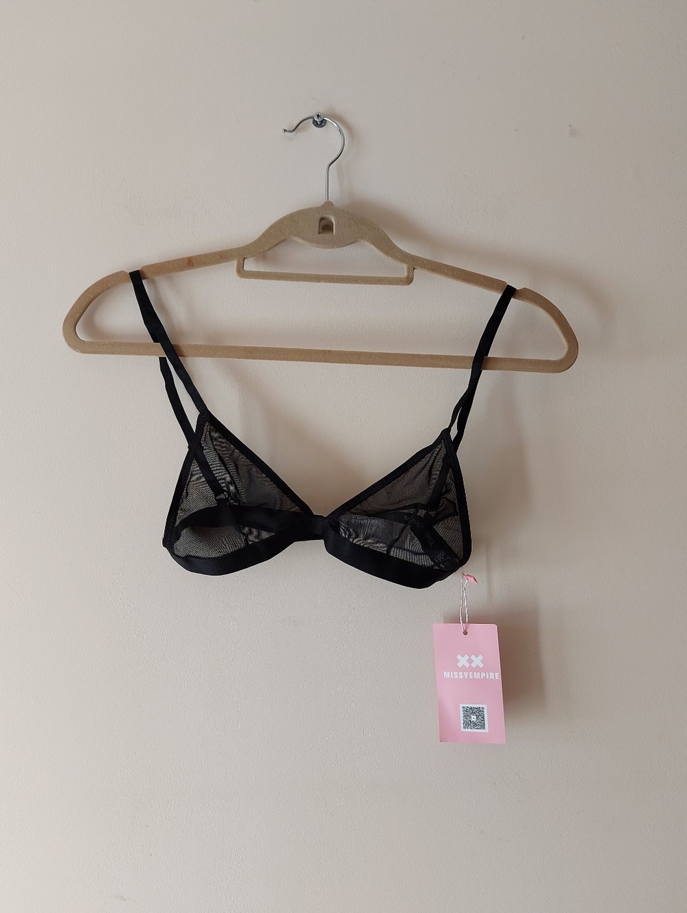 Missy Empire Womens Black Sheer Bralet Size 2 (Uk 6) (Cant Ship Until May 16th)
